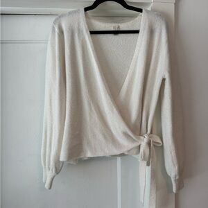 A New Day White Wrap Sweater M